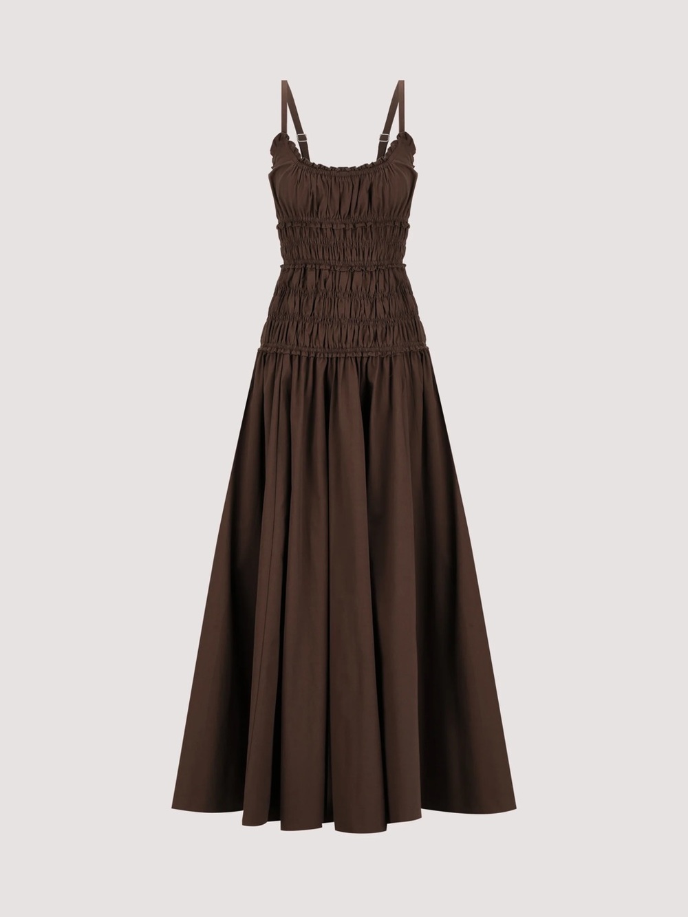 DISSH Chocolate Brown Smocked Maxi Dress